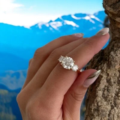 Diamond Wedding Ring IGI Certified Lab Created 14k White Gold 2 Carat Round - Image 1 of 4