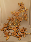 Vintage Syroco Flower Wall Hanging Pair Gold Tone Retro #4564 #4565 20" L & R