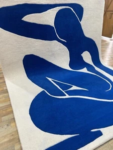 6x9|8x10|9x12|10x14 hand made Rug White Blue Latest Hand-Tufted Nz Woolen Carpet - Picture 1 of 8