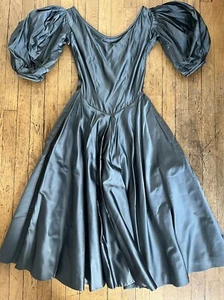 Ceil Chapman Blue Silk Puff Sleeve Cocktail Dress Ball Gown Corset Vtg 1950s - Picture 1 of 24