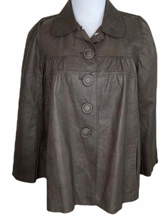 Abrigo de cuero marrón A Common Thread Anthropologie S Foto 1 de 4