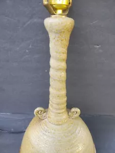 Vintage Mid Century Biomorphic Stoneware Table Lamp Art Pottery Earth Tones - Picture 1 of 20
