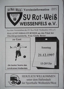 Programm Hallenturnier Dez 1997 Weißenfels TSV Großkorbetha Mücheln Markwerben  - Picture 1 of 2