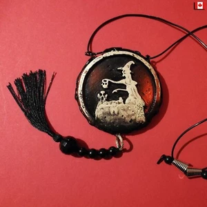 Witch Talisman Occult Witchcraft Magic Pendant Black Magic Ritual Flower Skull - Picture 1 of 24