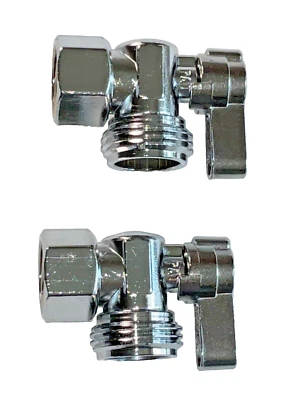 Pair of 2 KINGSTON BRASS KF1300 Quarter-Turn Angle Stop Valve Polished Chrome - Image 1 of 4