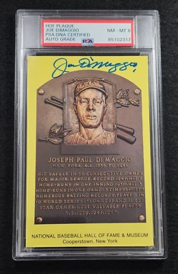 JOE DIMAGGIO Signed HALL OF FAME Induction Postcard-NEW YORK YANKEES-PSA 8 Auto - Image 1 of 4