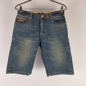 Superdry black label Shorts mens blue denim cotton summer casual Sz tag 30 JE25 - Picture 1 of 12