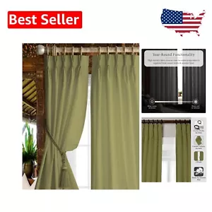 Semi-Sheer Pinch Pleat Blackout Curtains for Bedroom & Living Room | Set of 2 - Picture 1 of 11