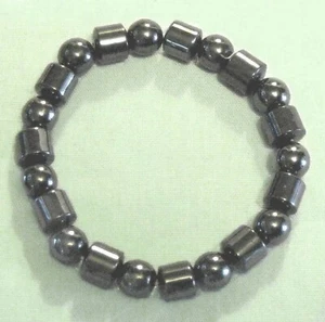 Magnetic hematite 8.5mm stone bead bracelet on elastic 41X - Picture 1 of 1
