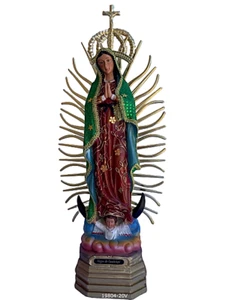 Virgen De Guadalupe 20" Our Lady Of Guadalupe Manto De Tela Verde - Picture 1 of 4