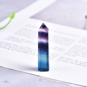 50-60mm Natural Rainbow Fluorite Stone Obelisk Tower Quartz Crystal Wand Healing - Picture 1 of 12