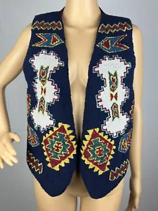 Tappeto gilet donna vintage lavorato a mano rivista gancio 1994 design nativi americani - Foto 1 di 23