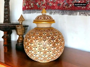 Marmor Deko Topf Vase 30 cm Wohnkultur Akzent Tischdekor Einweihungsgeschenk - Bild 1 von 7