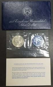 1974 EISENHOWER IKE UNCIRCULATED SILVER DOLLAR BLUE PACK - Foto 1 di 5