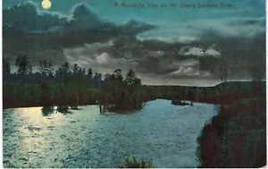 Spokane Moonlight fiume Spokane argentato 1910 WA - Foto 1 di 2