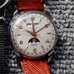ZODIAC Triple Calendar Moonphase Watch Manual Wind 33cm Vintage Working Rare - Picture 1 of 5
