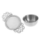 1PC Stainless Steel Tea Strainer With Drip Bowl Double Ear Mesh Infuser FiltNN