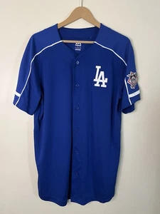 Majestic LA Los Angeles Dodgers National League Patch Blue Jersey Size L - Picture 1 of 7