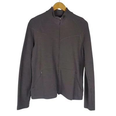 Ibex Merino Wool Blend Full Zip Jacket Sweater Womens L Dark Gray Long Sleeve - Image 1 of 4