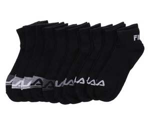 Fila 10 Pack Blocked Qt Mens Socks Size 30W30L, Color: Black - Picture 1 of 4