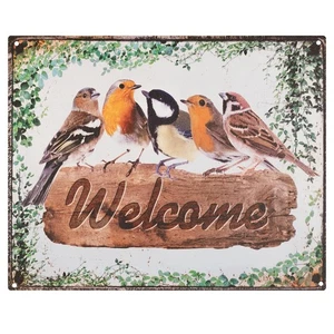 Blechschild 20 x 25 cm Welcome Schild Vögel Retro Vintage Tin sign Wand Deko - Bild 1 von 6