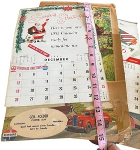 Vtg Lot 3 1950s Standard Oil Advert Calendar Standard Gas Station Nebraska - Picture 1 of 13