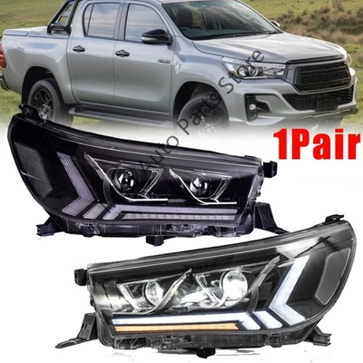 Proyector de faros LED con indicador secuencial 2 piezas para Toyota Hilux 2015-2019 Foto 1 de 4