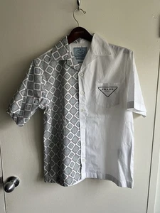 ULTRA RARE Prada Double Match Two Tone Camp Shirt Oversized XS - Picture 1 of 7
