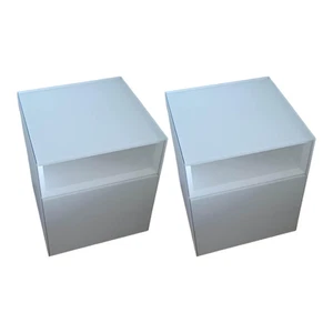 Interlübke 2er-Set Nachtkästchen Nachttisch Cube Light Lack Schneeweiß M03 - Bild 1 von 5
