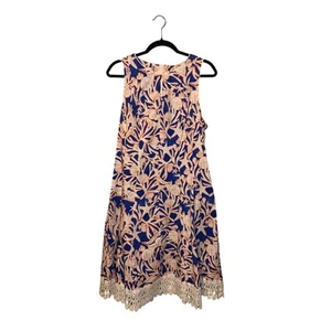 Donna Morgan Preppy Resort Cruise Blue White Seashell Lace Sleeveless Dress - Picture 1 of 9