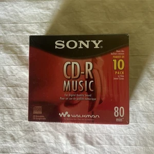CD-R Music WALKMAN 80 min disque compact enregistrable / Sony Slim Cases Pack de 10 NEUF - Photo 1/4
