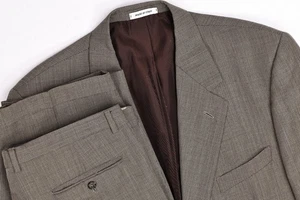 Vintage Yves Saint Laurent Suit Tan Wool Suit 45R Pleated Pants 36x30 Italy - Picture 1 of 18