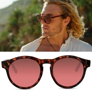 Round Sunglasses By Solo Solis Tortoise Frame Rose Lenses Trendy Unisex - Picture 1 of 7