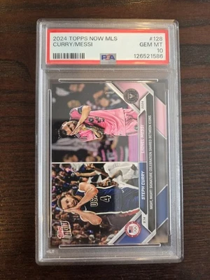 Steph Curry Lionel Messi 2024 Topps Now MLS #128 Night Night Celebration PSA 10 - Image 1 of 2