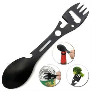 Portable Camping Cutlery Set 10-in-1 Multi Tool Spoon Knife Fork Travel Outdoor - Picture 1 of 6