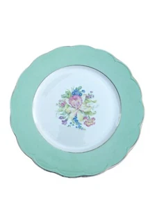 2 tlg. Set Salem Porzellan Speiseteller Symphony Floral 23K Gold Filigranrand - Bild 1 von 4