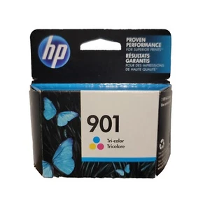 Genuine HP 901 Tri-Color Ink Cartridge Oct 2019 New in Sealed Blue Box - Picture 1 of 2
