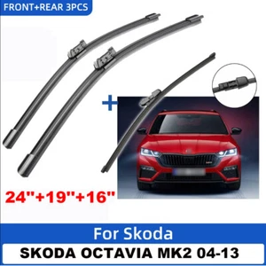 Windscreen Wiper Blades Set Front & Rear Window Set For Skoda Octavia MK2 04-13 - Picture 1 of 16