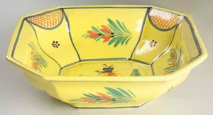 ANTIKE Quimper achteckige LRG Servierschale mit Gitter Soleil gelb DAMEN 11" NEU - Bild 1 von 3