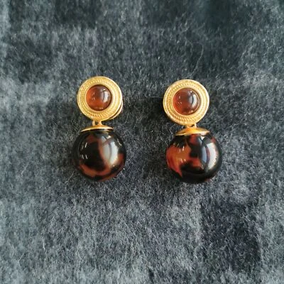 Julie Vos Madison Gold Tortoiseshell Drop Earrings BRAND NEW - Image 1 of 3