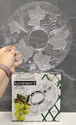 Plato de servir dividido transparente y esmerilado Luminarc Tonnelle Francia 24 cm en caja Foto 1 de 3