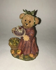 Estatuilla de resina de resina K's Collection Fancy Bears Harvest Time pastel cesta calabazas de maíz - Imagen 1 de 4