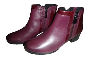 Damen Mona Schuhe Stiefel Stiefelette Leder Gr. 7/40,5 Weite H bordeaux weinrot - Bild 1 von 9