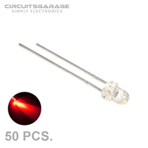 50 X 3mm Ultra Bright Water Clear Red LED Light Emitting Diode Bulb - USA - Picture 1 of 6