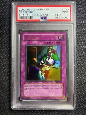 PSA 9 MINT 2002 YU-GI-OH! PSV Ceasefire Pharaoh's Servant 1st Edition 030 - Image 1 of 2