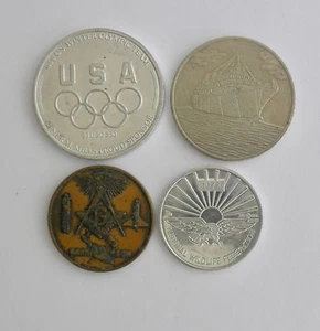 4 fichas diversas: masones, trineo olímpico 1998, NWF, transatlántico - Imagen 1 de 2