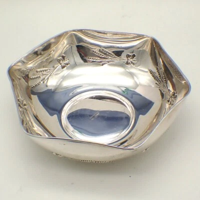 Сервировочная чаша пучок пшеницы украшения из чистого серебра Италия - Изображение 1 из 4