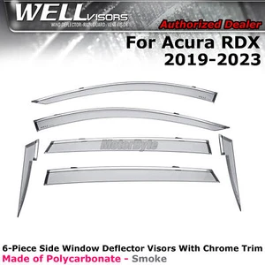 Wellvisors Guard Deflector Visors 6-Piece For Acura RDX 2019-2024 Chrome Trim - Foto 1 di 6