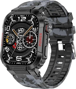 Militär Smart Watch Blau Camo Annehmen/Anrufen 2,02" Bildschirm SpO2 Android iOS - Bild 1 von 10