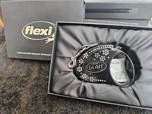 Flexi Glam Flowers Retractable Dog Leash Swarovski Crystals Wht/Pnk - SMALL - Picture 1 of 9